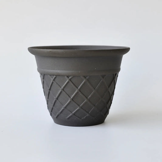 Small Cone-Shaped Flower Pots (Black & White) | Modern Minimalist Planters for Home Decor