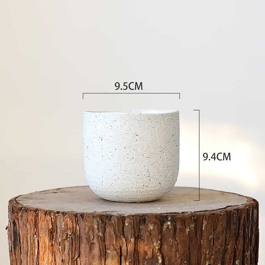 Korean Minimalist Ceramic Planter – Soft White Texture